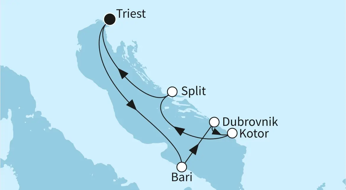 Mein Schiff 6: Adria Kreuzfahrt Route
