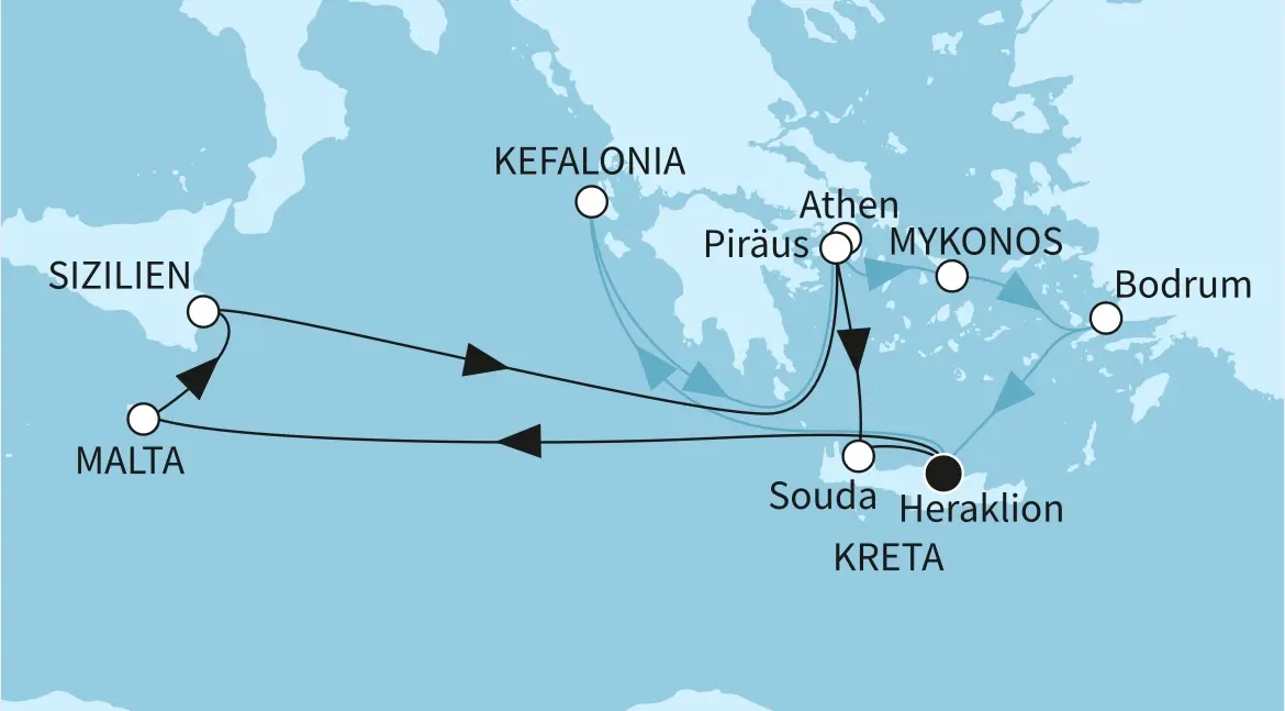 Mein Schiff 5: Unsere Route durchs östliche Mittelmeer